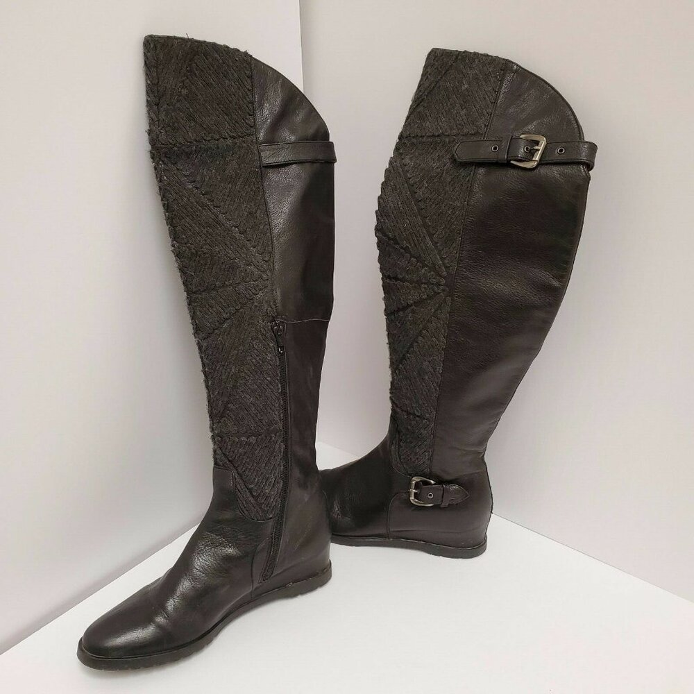 Napoleoni  Leather Hidden Wedge Tall Riding Boots Italy Made Sz 38